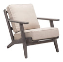 Chairs Modern Lounge Chair - 28.9" x 37.4" x 31.9" Beige & Dark Brown, Poly Blend, Rubber Wood, Lounge Chair HomeRoots
