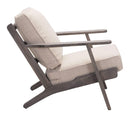 Chairs Modern Lounge Chair - 28.9" x 37.4" x 31.9" Beige & Dark Brown, Poly Blend, Rubber Wood, Lounge Chair HomeRoots