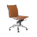 Chairs Modern Office Chair - 26.38" X 25.99" X 38.19" Armless Low Back Office Chair in Cognac with Chrome Base HomeRoots