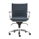 Chairs Modern Office Chair - 27.01" X 25.04" X 38" Low Back Office Chair in Blue with Chromed Steel Base HomeRoots