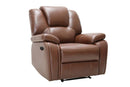 Chairs Stress less Chair - 40" Contemporary Brown Leather Power Reclining Chair HomeRoots