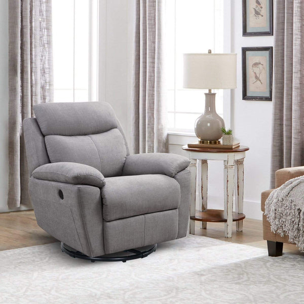Chairs Swivel Recliner Chairs - 35'.43" X 39'.37" X 39'.8" Light Grey Fabric Glider & Swivel Power Recliner with USB port HomeRoots