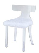 Chairs White Accent Chair - 20" X 18" X 31" White Fur And Clear Acrylic Accent Chair HomeRoots