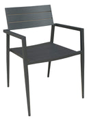 Chairs Wood Accent Chair - 24" X 24" X 31" Dark Grey Stainless Steel Dining Armed Chair HomeRoots