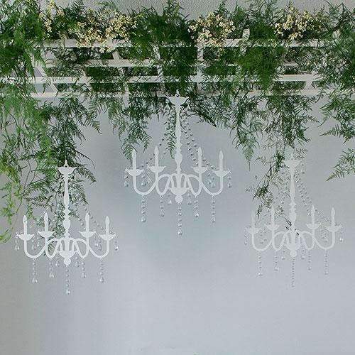 Chandelier Silhouette Wall Decoration White (Pack of 2)-Wedding Reception Decorations-JadeMoghul Inc.