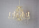 Traditional Style Iron Chandelier with Crystal Accent , White and Clear