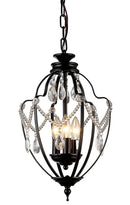 Chandeliers Rustic Chandeliers - Kennedy 3-light Black-finish 11-inch Crystal Chandelier HomeRoots