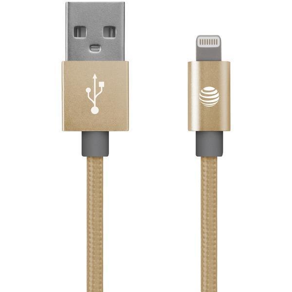 Charge & Sync Braided USB to Lightning(R) Cable, 4ft (Gold)-USB Charge & Sync Cable-JadeMoghul Inc.