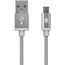 Charge & Sync Braided USB to Micro USB Cable, 5ft (Silver)-USB Charge & Sync Cable-JadeMoghul Inc.