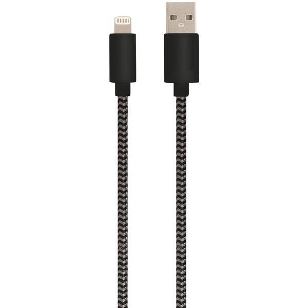Charge & Sync USB Cable with Lightning(R) Connector, 5ft (Black)-USB Charge & Sync Cable-JadeMoghul Inc.