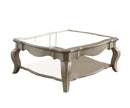 Charming Coffee Table, Brown& Clear Glass-Coffee Tables-Antique Brown,Glass-Glass Wood (Schima Superba)-JadeMoghul Inc.