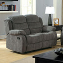 Chenille Fabric Transitional Motion Love Seat, Gray-Loveseats-Gray-Chenille FabricSolid Wood Metal-JadeMoghul Inc.