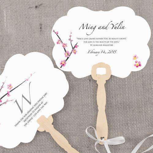 Cherry Blossom Personalized Hand Fan (Pack of 1)-Wedding Parasols Umbrellas & Fans-JadeMoghul Inc.