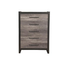 Chest with 5 Drawers In Rubberwood Black And Gray-Accent Chests and Cabinets-Black And Gray-Solid Rubberwood & Melamine-JadeMoghul Inc.
