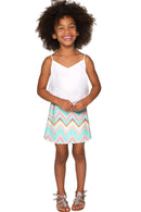 Chevron Please Aria A-Line Skirt - Girls-Chevron Please-6-Pink/Green-JadeMoghul Inc.