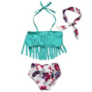 Children Baby Girl Tankini Bikini Suit Tassel Floral Swimwear Swimsuit Headband Bathing Costume-0 to 1 Years-JadeMoghul Inc.