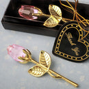 Choice Crystal Gold long stem pink Rose from fashioncraft-Personalized Coasters-JadeMoghul Inc.
