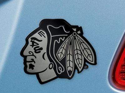 Chrome Emblem Custom Logo Rugs NHL Chicago Blackhawks Auto Emblem 2.7"x3.2" FANMATS