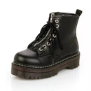 Chunky PU Leather Lace up Boots-Black-4-JadeMoghul Inc.