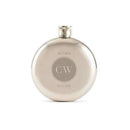 Circle Monogram Etched Round Silver Hip Flask (Pack of 1)-Personalized Gifts For Men-JadeMoghul Inc.