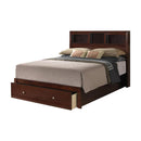 C.King Wooden Bed With HB And FB Storage-Panel Beds-Brown-Rubber Wood Mdf W. Okuome Veneer-JadeMoghul Inc.
