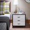 Classic 3 Drawers Wood Nightstand By Eloy, White & Black-Nightstands and Bedside Tables-White & Black-PB MDF-JadeMoghul Inc.