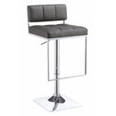 Classic Adjustable Metal Bar Stool, Gray & Silver-Bar Stools and Counter Stools-Gray And Silver-Leather & Metal-Chrome-JadeMoghul Inc.