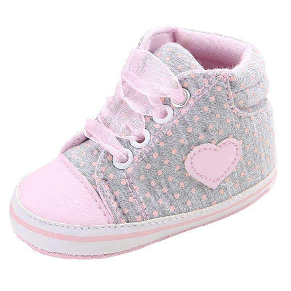 Classic Casual Baby Shoes Toddler Newborn Polka Dots Baby Girls Autumn Lace-Up First Walkers Sneakers Shoes-Grey-13-18 Months-JadeMoghul Inc.