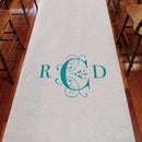 Classic Deco Monogram Personalized Aisle Runner Plain White Oasis Blue (Pack of 1)-Aisle Runners-Lavender-JadeMoghul Inc.
