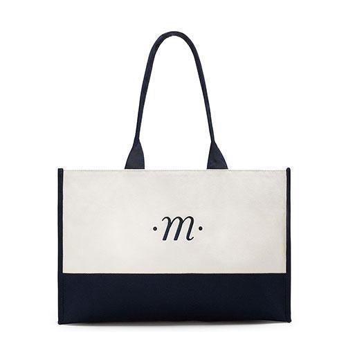 Classic Script Initial Tote - Navy Letter "D" (Pack of 1)-Personalized Gifts for Women-JadeMoghul Inc.
