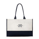 Classic Script Initial Tote - Navy Letter "N" (Pack of 1)-Personalized Gifts for Women-JadeMoghul Inc.