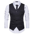 Classic Sleeveless Waistcoat For Men - New Striped Suit Vest - Slim Fit Formal Vest-Black-S-JadeMoghul Inc.