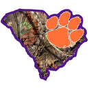 Clemson Tigers State Decal w/Mossy Oak Camo-Automotive Accessories-JadeMoghul Inc.