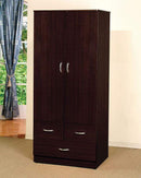 Closets Wardrobe Closet - 32" X 22" X 72" Espresso Particle Board Wardrobe HomeRoots