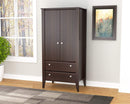 Closets Wardrobe Closet - 63" Espresso Melamine and Engineered Wood Wardrobe with 2 Doors and 2 Drawers HomeRoots