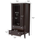 Closets Wardrobe Closet - 63" Espresso Melamine and Engineered Wood Wardrobe with 2 Doors and 2 Drawers HomeRoots