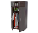 Closets Wardrobe Closet - 63" Espresso Melamine and Engineered Wood Wardrobe with 4 Doors HomeRoots