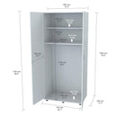 Closets Wardrobe Closet - 70.9" White Melamine and Engineered Wood Wardrobe with 2 Doors HomeRoots