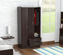 Closets Wardrobe Closet - 71.2" Espresso Melamine and Engineered Wood Wardrobe with 3 Doors HomeRoots