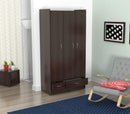 Closets Wardrobe Closet - 71.7" Espresso Melamine and Engineered Wood Wardrobe with 3 Doors and 2 Drawers HomeRoots