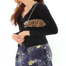 Clutch Purse LO2371 Gold White Metal Clutch with Top Grade Crystal