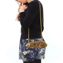 Clutch Purse LO2371 Gold White Metal Clutch with Top Grade Crystal