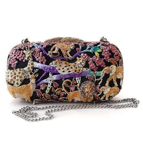 Clutch Purse LO2373 Gold White Metal Clutch with Top Grade Crystal