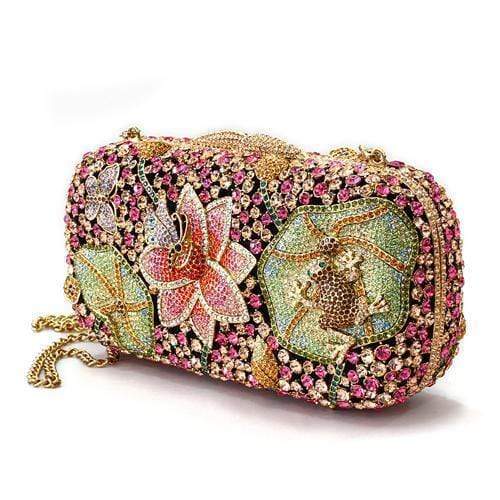 Clutch Purse LO2375 Ancientry Gold White Metal Clutch with Crystal