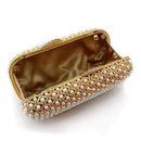 Clutch Purse LO2377 Gold White Metal Clutch with Top Grade Crystal