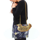 Clutch Purse LO2378 Gold White Metal Clutch with Top Grade Crystal