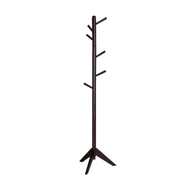 Coatracks and Umbrella Stands Solid Wooden Hall Tree Coat Rack In Dark Brown Benzara