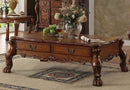 Wooden Coffee Table with Two Drawers in Cherry Oak Brown
