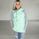 Color Block Drawstring Hoodie-Green-S-JadeMoghul Inc.