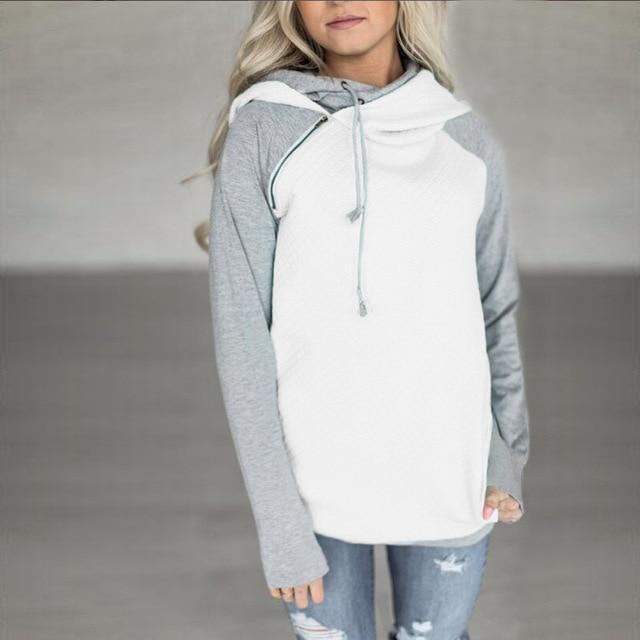 Color Block Drawstring Hoodie-White-S-JadeMoghul Inc.